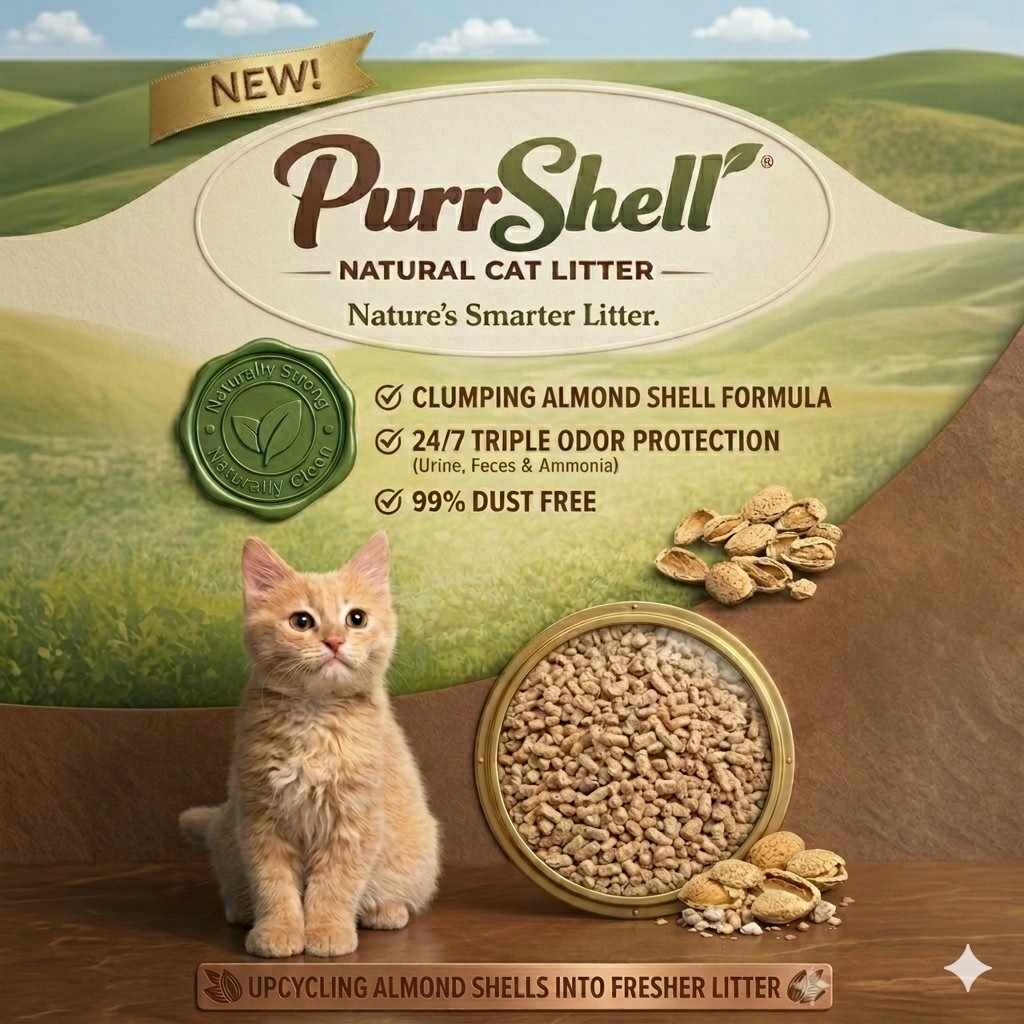 Purr Shell natural almond shell cat litter